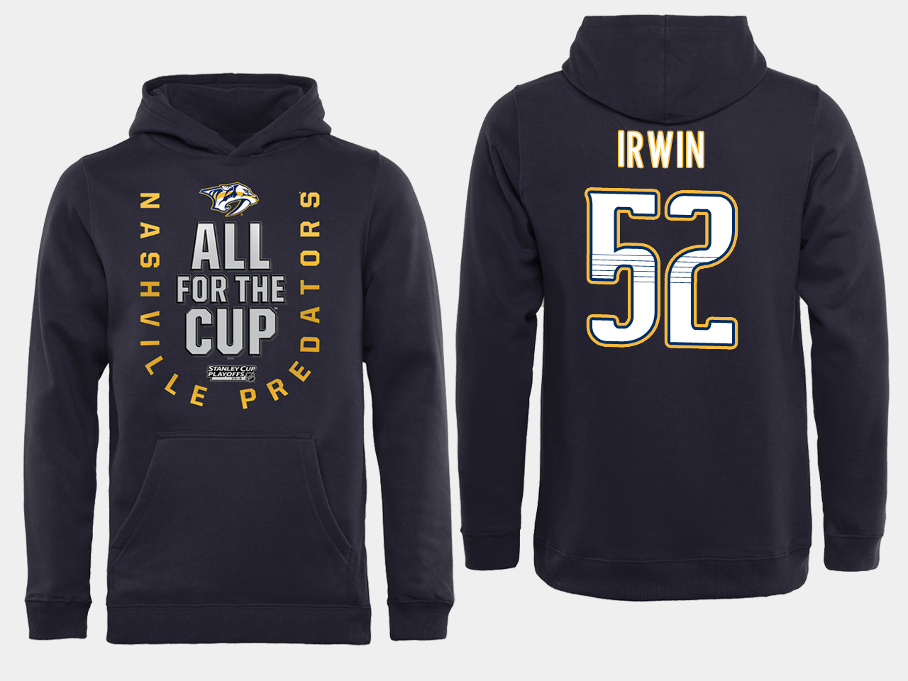 Men NHL Adidas Nashville Predators #52 Irwin black ALL for the Cup hoodie->pittsburgh penguins->NHL Jersey